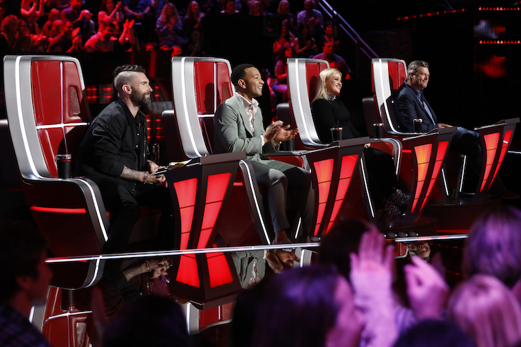 The coaches of The Voice in their chairs during the show