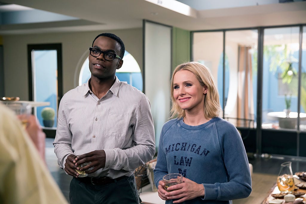 William Jackson Harper as Chidi and Kristen Bell as Eleanor on 'The Good Place.'