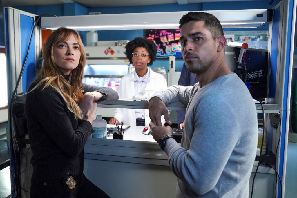 Wilmer Valderrama with NCIS cast mates Emily Wickersham and Diona Reasonover | Sonja Flemming/CBS via Getty Images