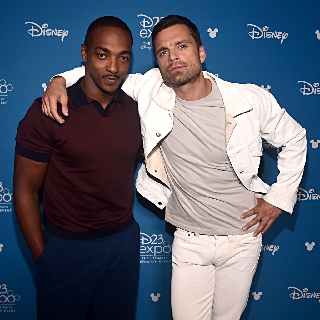 Anthony Mackie and Sebastian Stan strike a pose at the D23 Expo