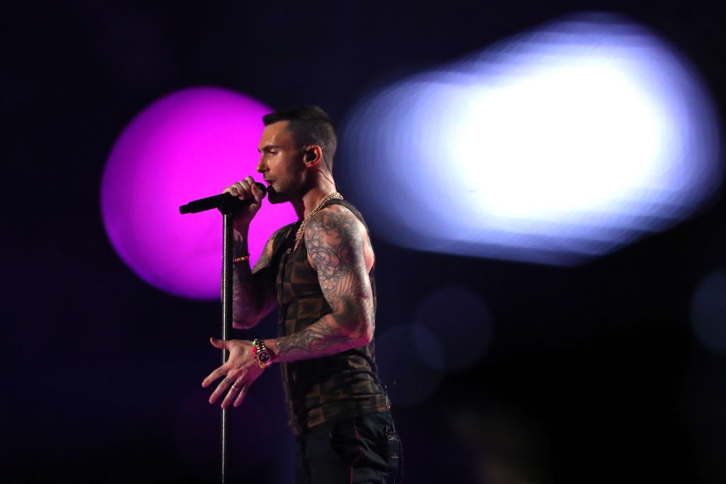 Adam Levine performs during the Super Bowl LIII Halftime Show on February 3, 2019