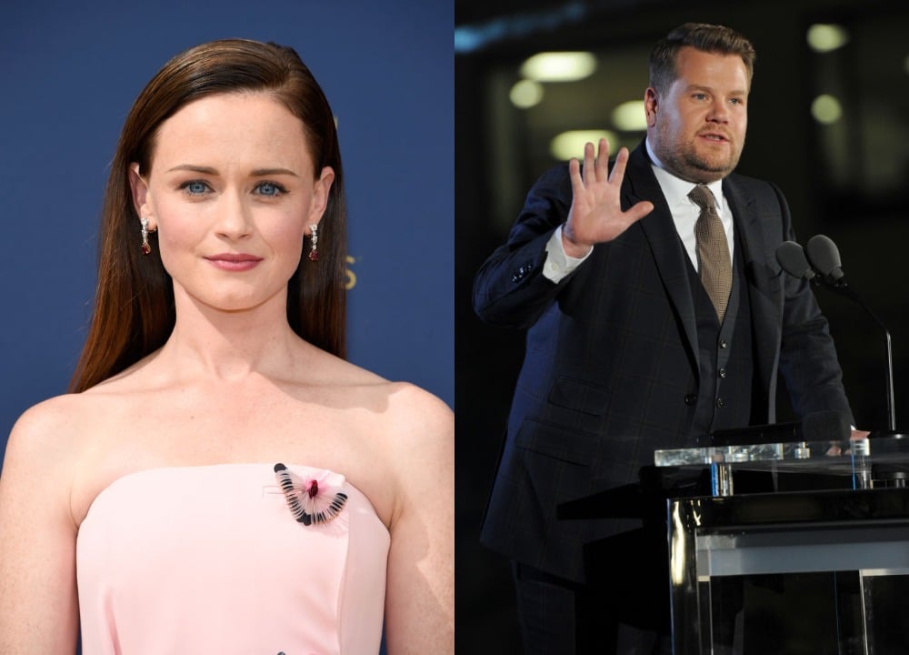 Alexis Bledel side-by-side with James Corden, the two most dangerous celebs to search.