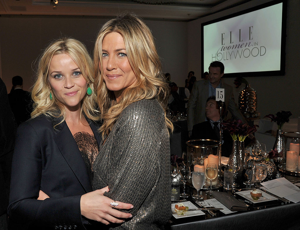 Actresses Reese Witherspoon (L) and Jennifer Aniston attend ELLE's 18th Annual Women in Hollywood Tribute held at the Four Seasons Hotel.