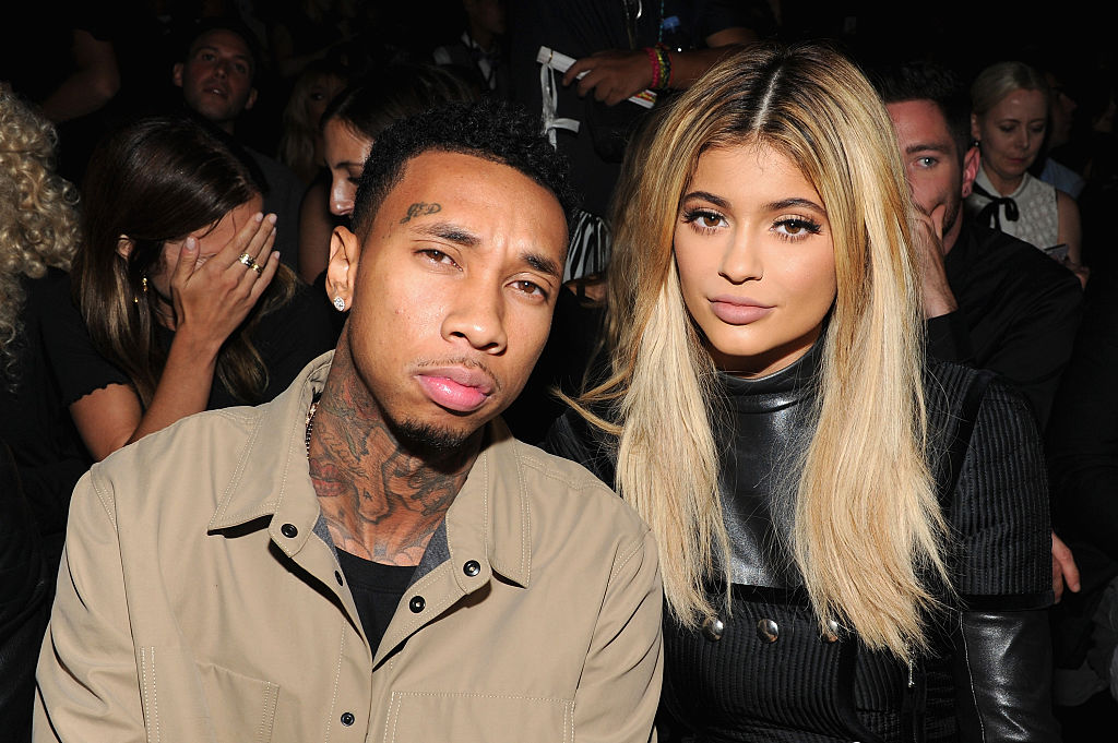 Tyga and Kylie Jenner attend the Alexander Wang Spring 2016 fashion show.