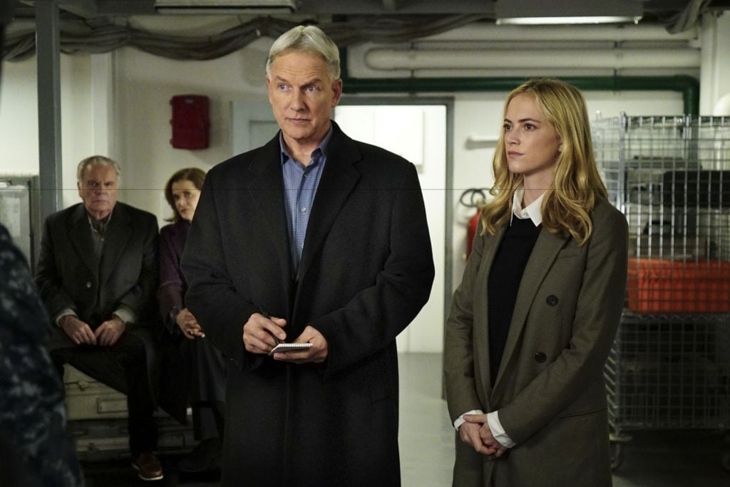 Mark Harmon as Agent Gibbs and Emily Wickersham as Agent Bishop on 'NCIS.'