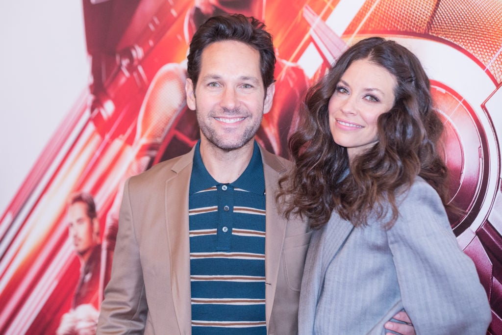 Paul Rudd and Canadian actress Evangeline Lilly during the photocall at the Hotel De Russie in Rome of the film "Ant-Man and the Wasp."