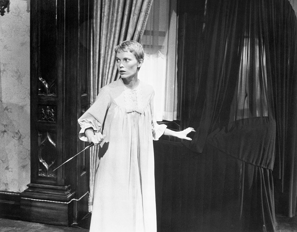 Mia Farrow holding an ice pick in Rosemary's Baby