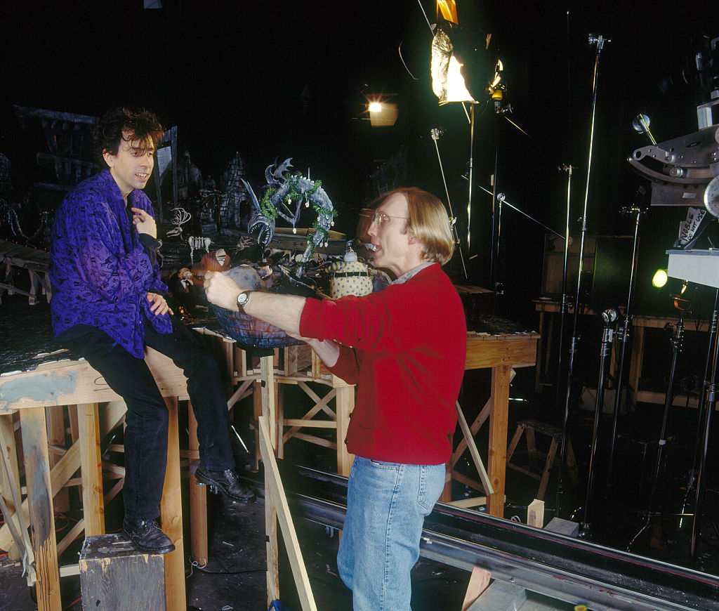 Tim Burton and Henry Selick on the set of The Nightmare Before Christmas