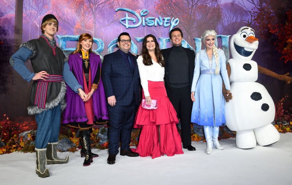 Kristoff, Anna, Josh Gad, Idina Menzel, Jonathan Groff, Elsa and Olaf attending the European premiere of Frozen 2