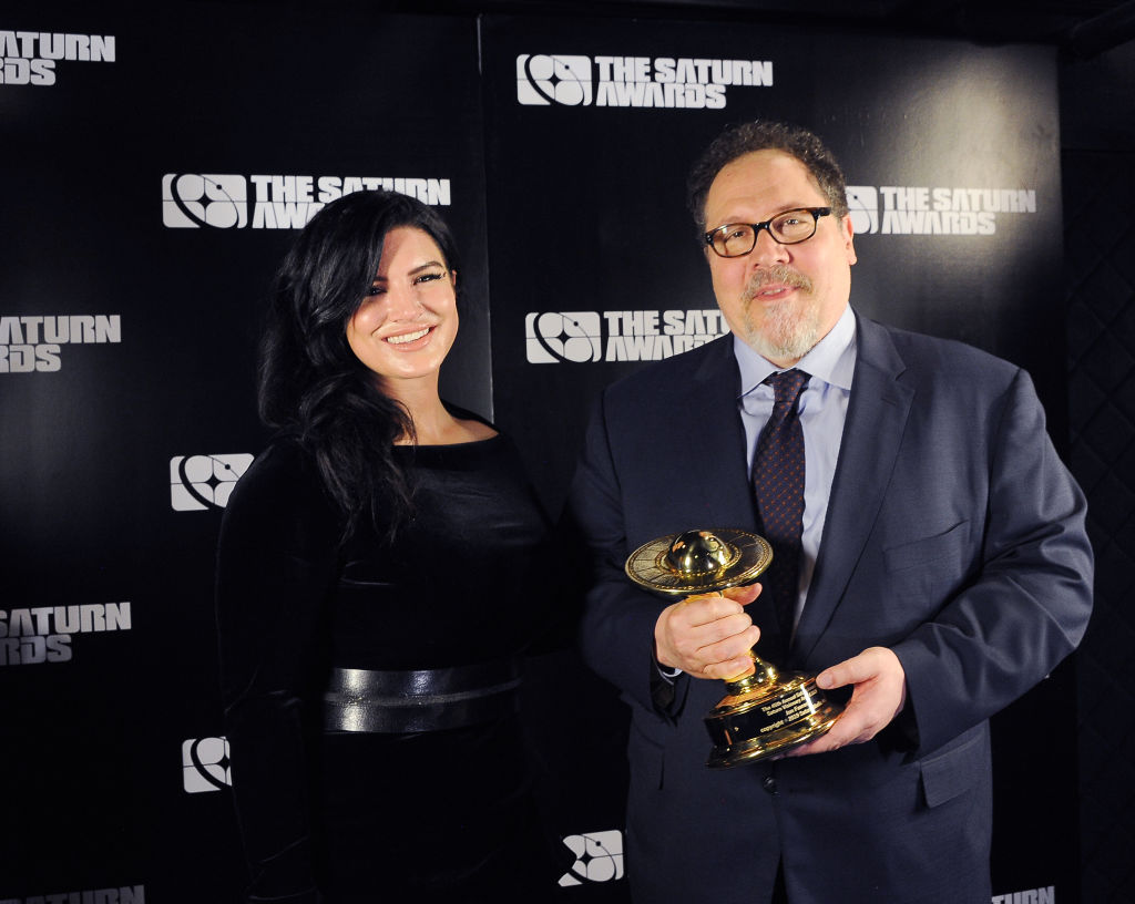 Gina Carano and Jon Favreau