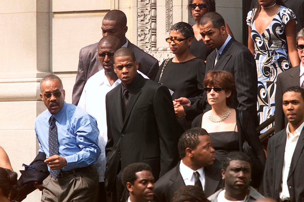 Jay-Z leaving Aaliyah's memorial service in 2001