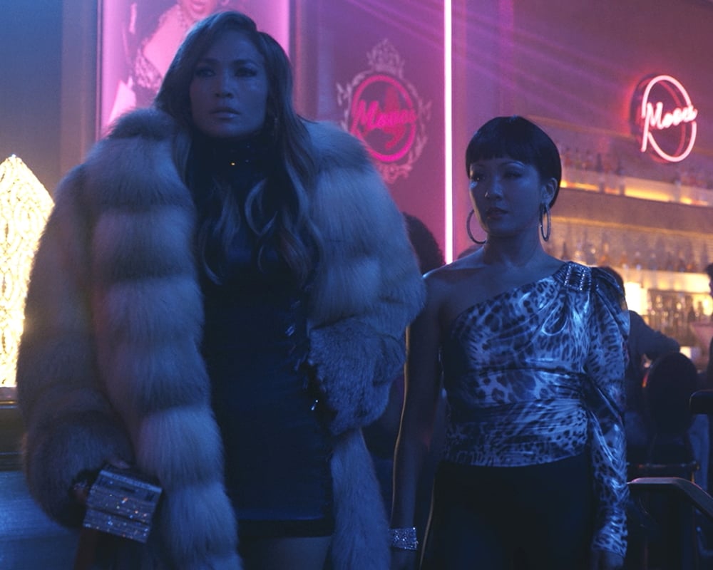 Jennifer Lopez and Constance Wu in Hustlers