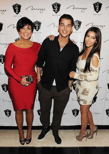 Kris Jenner, Rob Kardashian, and Kim Kardashian West in 2012