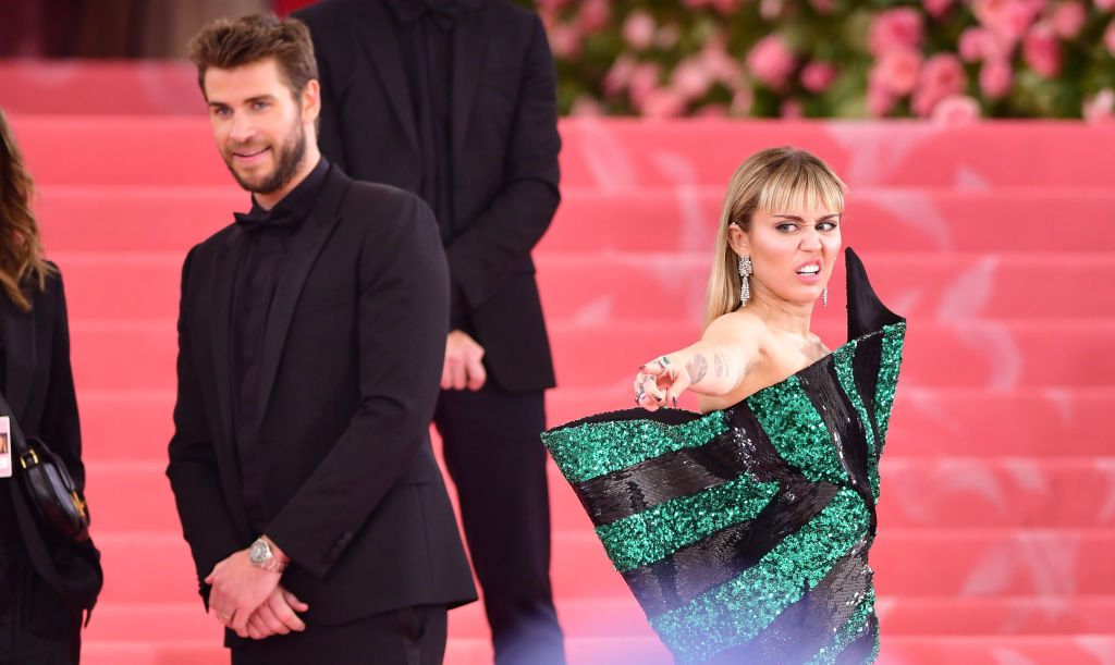 Liam Hemsworth and Miley Cyrus arrive to The 2019 Met Gala Celebrating Camp