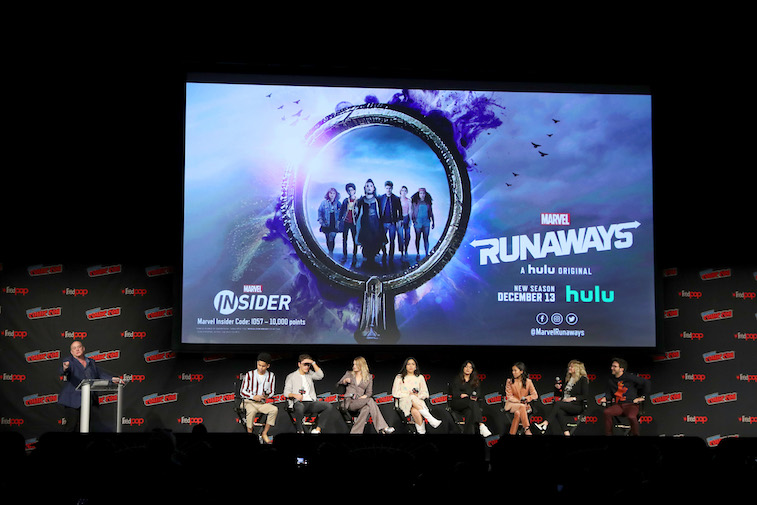 Marvel's Runaways cast onstage