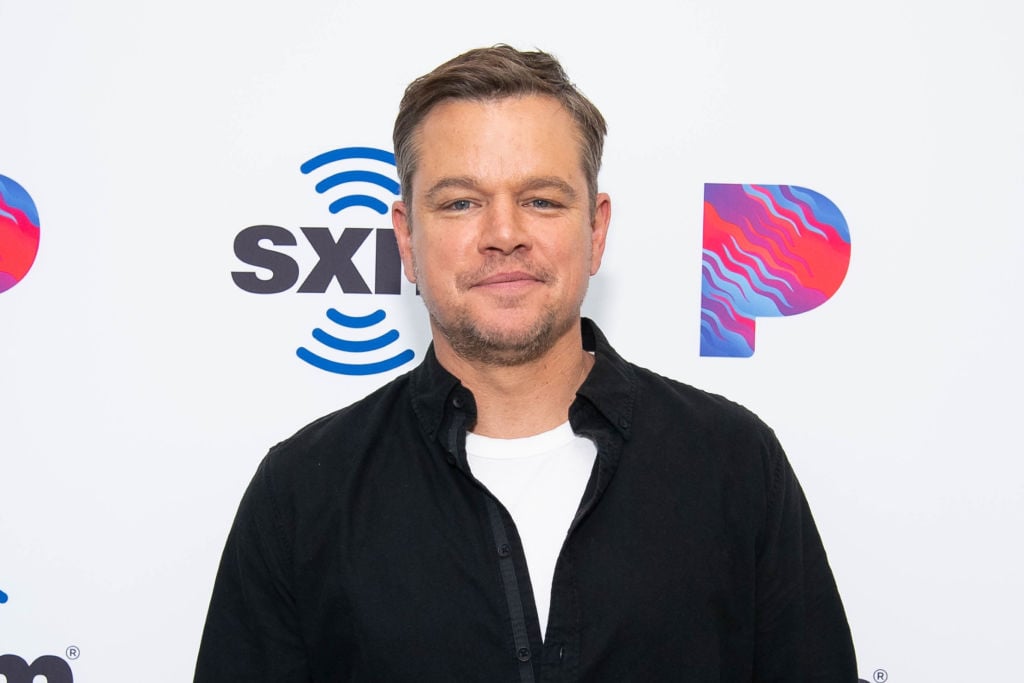 Matt Damon attends 'Matt Damon visits the SiriusXM Hollywood studios.
