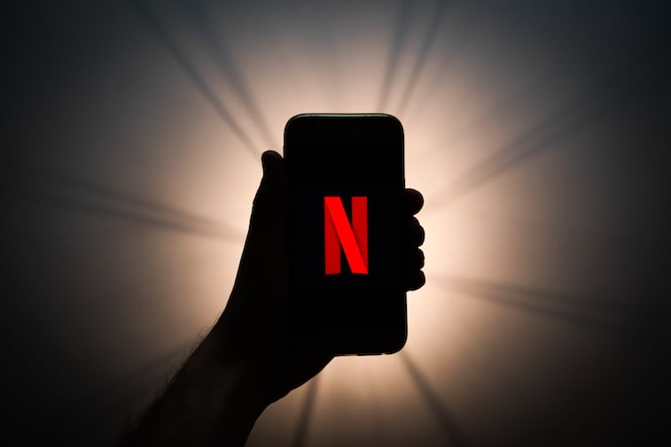 Netflix logo on a phone screen