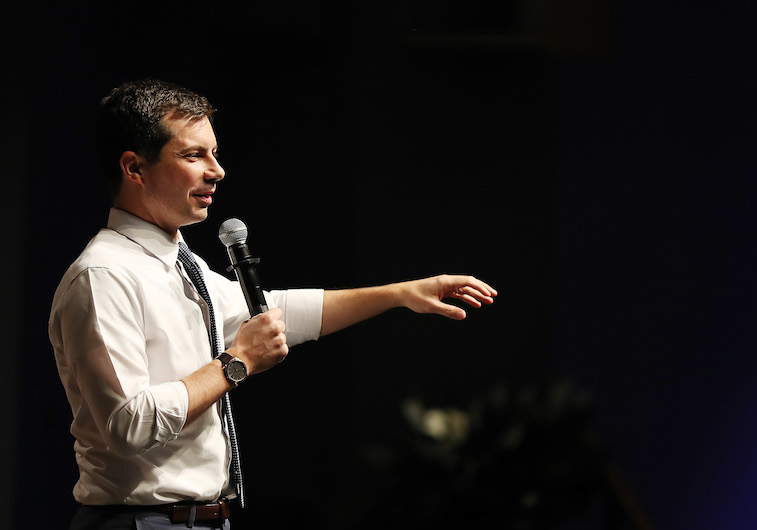 Pete Buttigieg speaks onstage