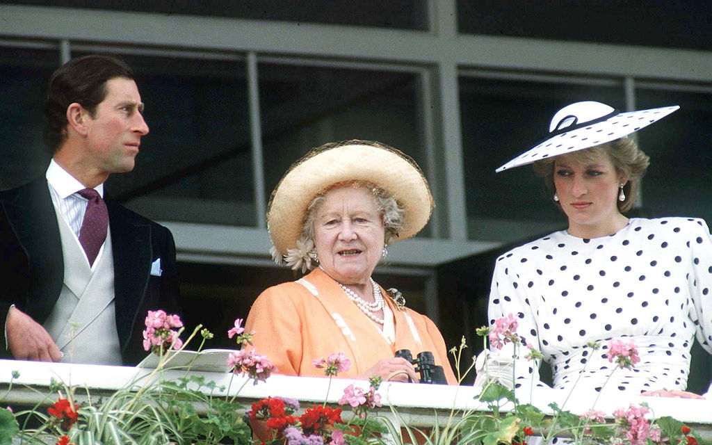 Queen Mother With Prince Charles And Princess Diana At The Derby