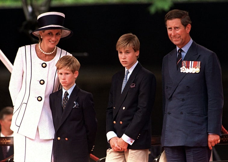 Princess Diana, Prince Harry, Prince William, and Prince Charles