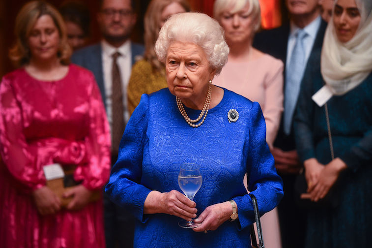 Queen Elizabeth in a blue dress