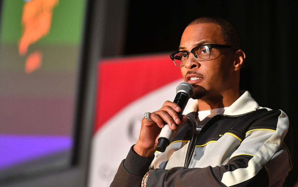 Rapper T.I. speaks at a panel for 'Rhythm+Flow.'
