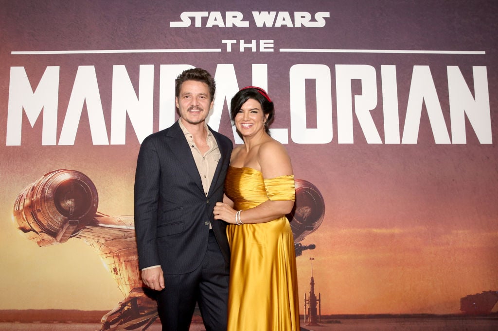 Pedro Pascal and Gina Carano arrive at the premiere of Lucasfilm's series, "The Mandalorian," 