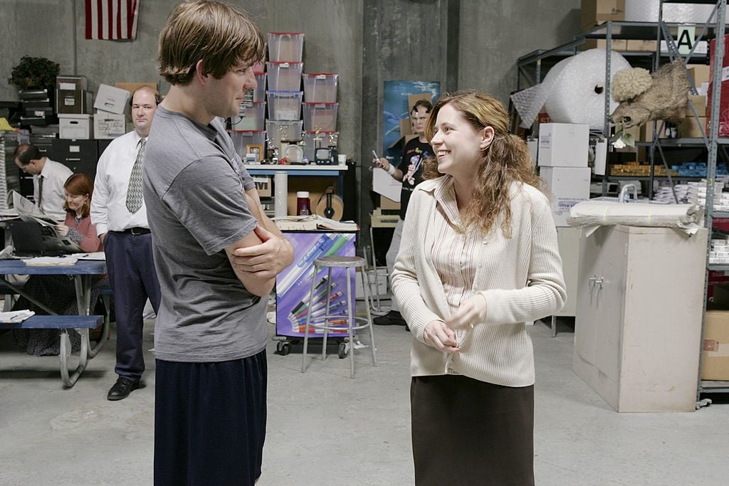 John Krasinski as Jim Halpert and Jenna Fischer as Pam Beesly on 'The Office'