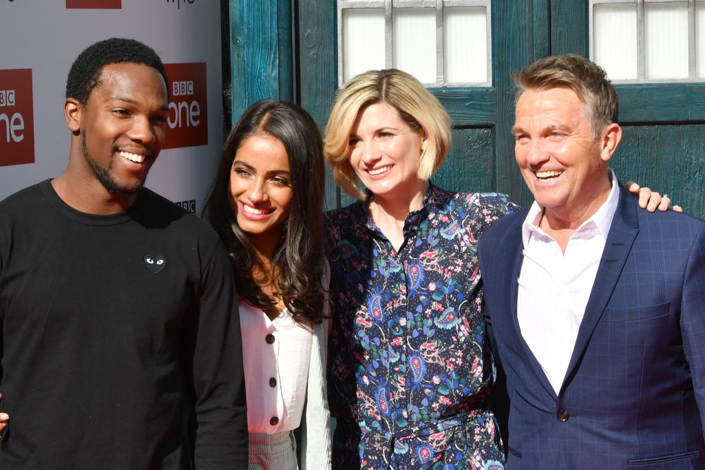 Tosin Cole, Mandip Gill, Jodie Whittaker, and Bradley Walsh at the premiere of Doctor Who season 11