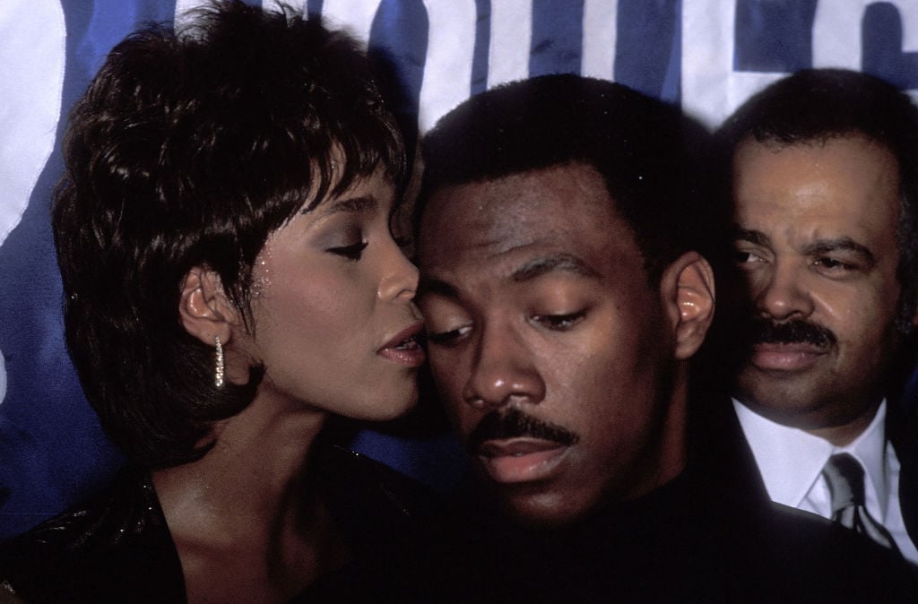 Whitney Houston and Eddie Murphy at an event in 1989