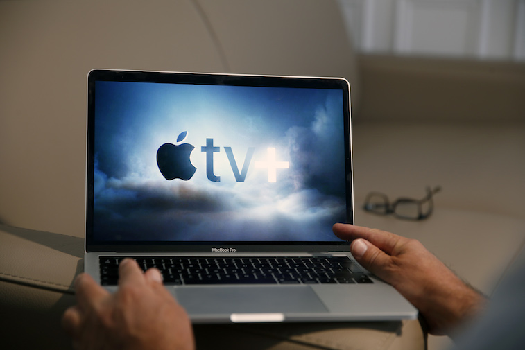 Apple TV+ logo on a laptop screen