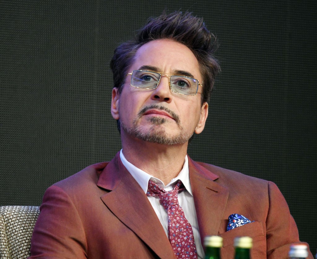 Robert Downey Jr. sits at a press conference for 'Endgame.'