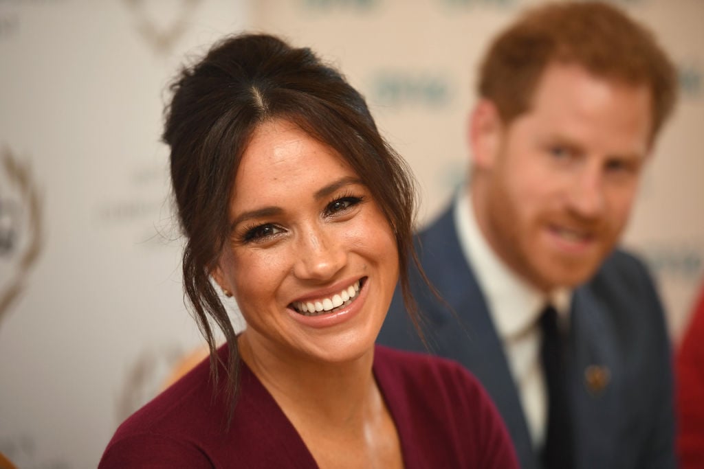 Meghan Markle and Prince Harry at a roundtable.