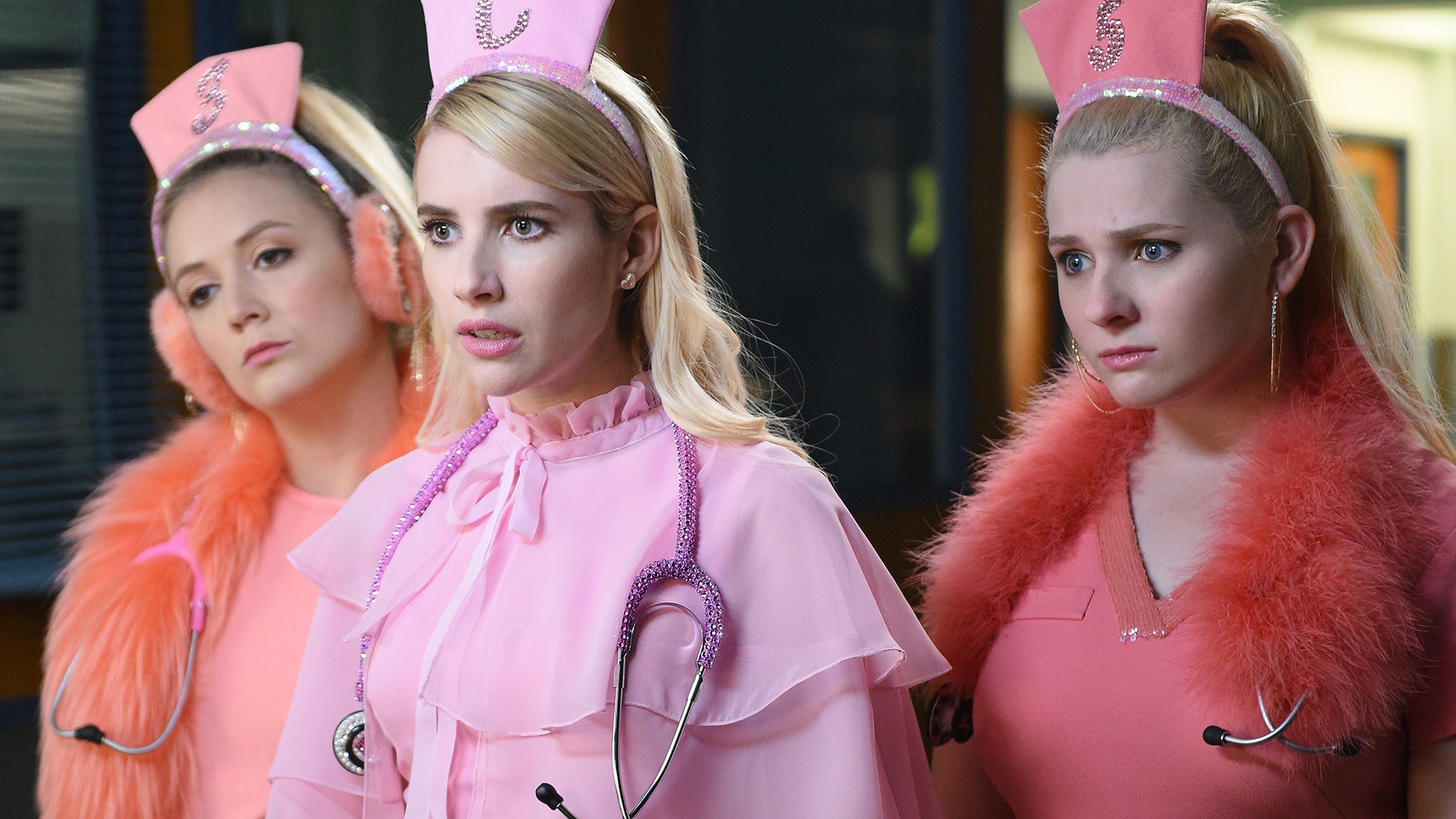 Billie Lourd, Emma Roberts and Abigail Breslin in 'Scream Queens'