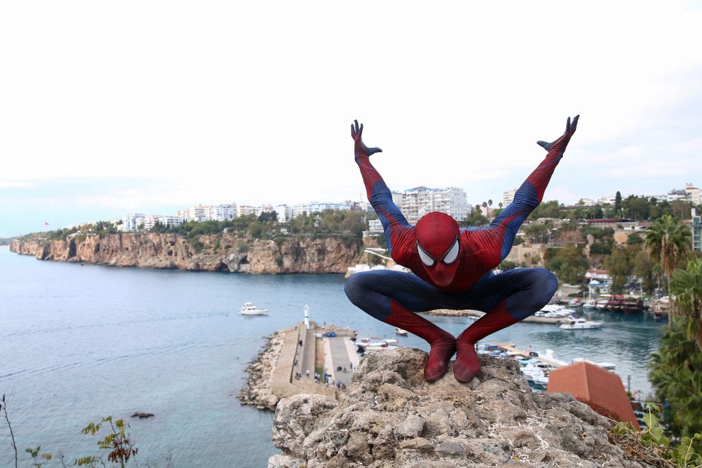26-year-old Burak Soylu with his Spider-Man costume.