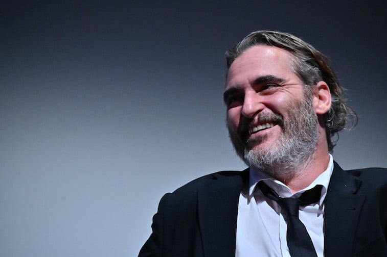 Joaquin Phoenix answering questions onstage