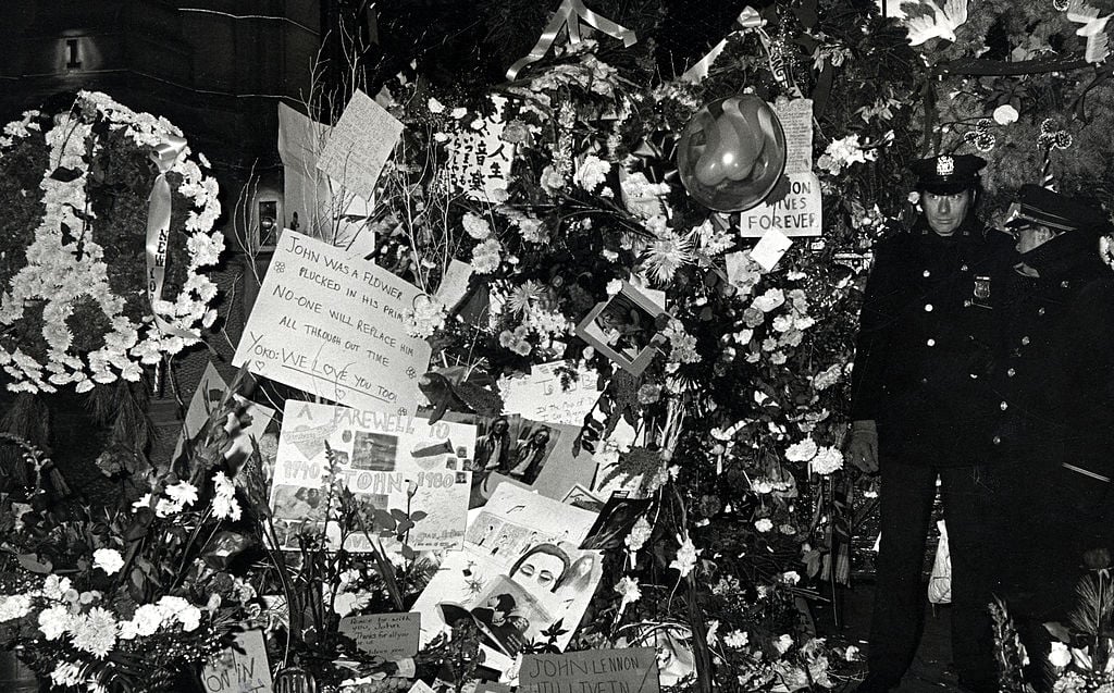 Vigil after death of John Lennon, New York City 1980