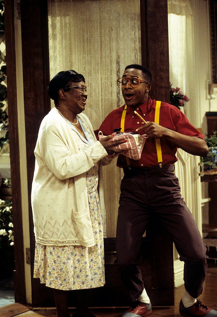 Steve Urkel (Jaleel White) and Mother Winslow (Rosetta LeNoire) on 'Family Matters'