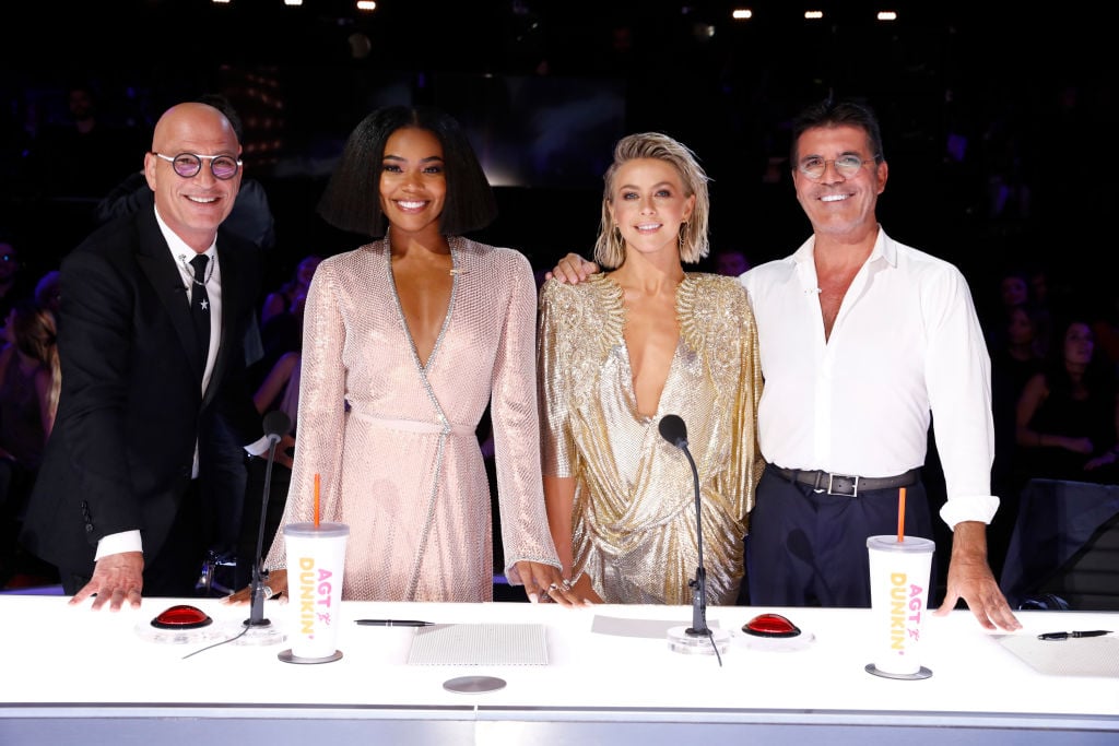 America's Got Talent judges Howie Mandel, Gabrielle Union, Julianne Hough, and Simon Cowell