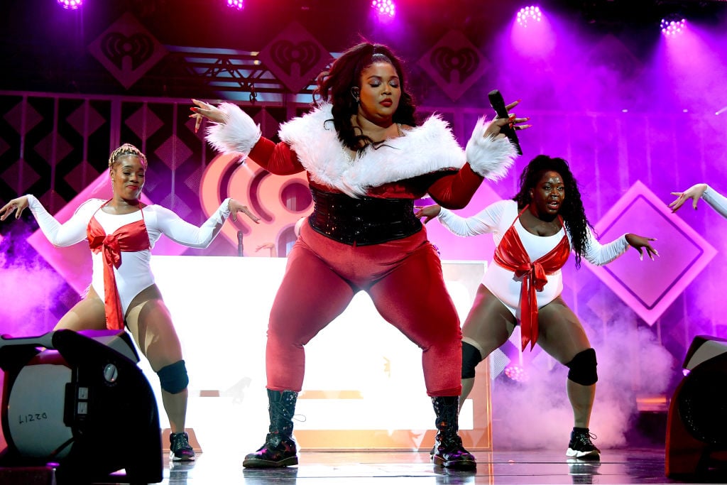Lizzo performing at the iHeartRadio Z100 Jingle Ball 2019