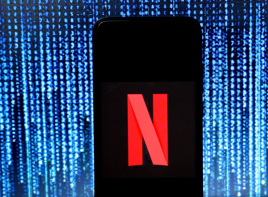 The Netflix logo seen displayed on a smartphone