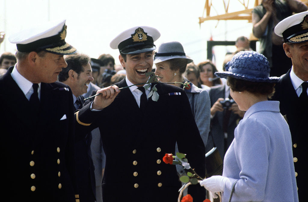 Prince Andrew returns from the Falklands War on September 17, 1982, on board HMS Invincible. He arrived with the rest of the crew in Portsmouth Harbour, Portsmouth, Hampshire, where he was met by the Queen and Prince Philip with Princess Anne