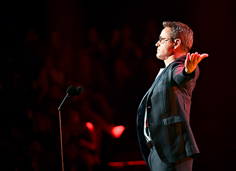 Robert Downey Jr. speaks onstage