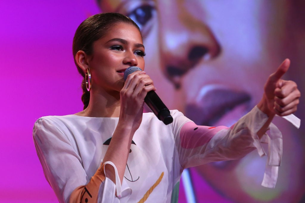 Actor Zendaya speaks on a panel during Beautycon Festival NYC 2018