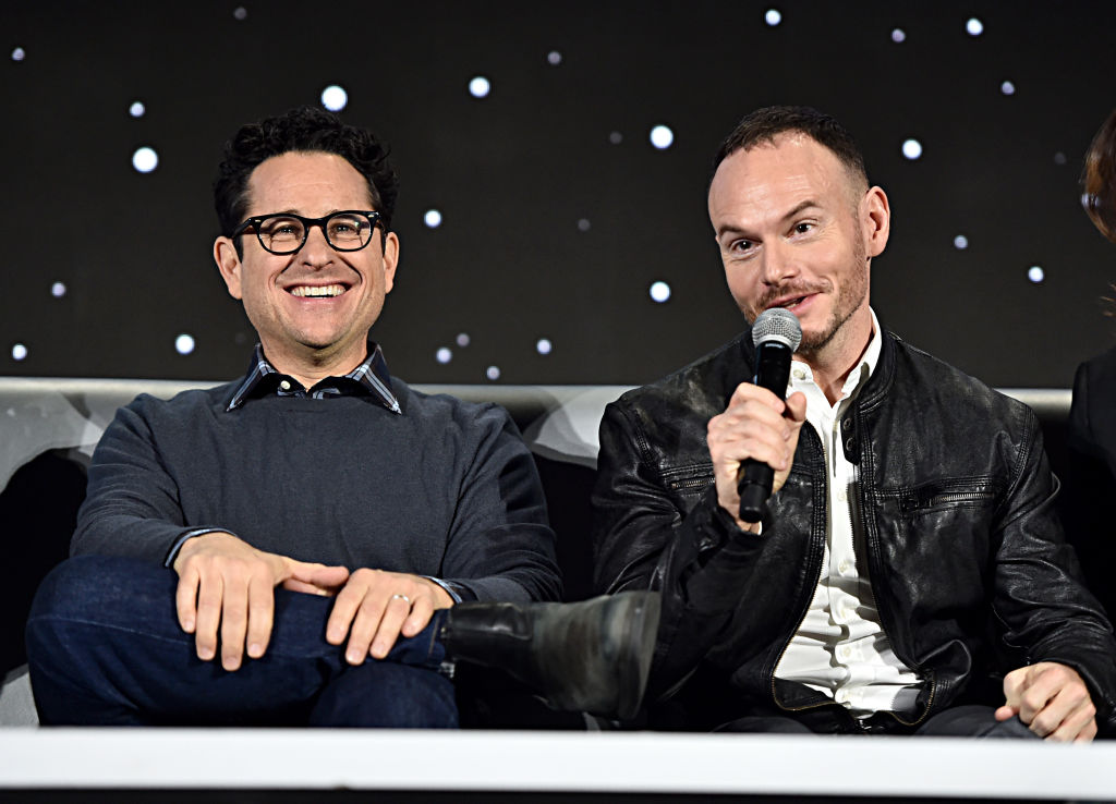 J.J. Abrams and Chris Terrio speak at a press conference for 'Star Wars: The Rise of Skywalker.'