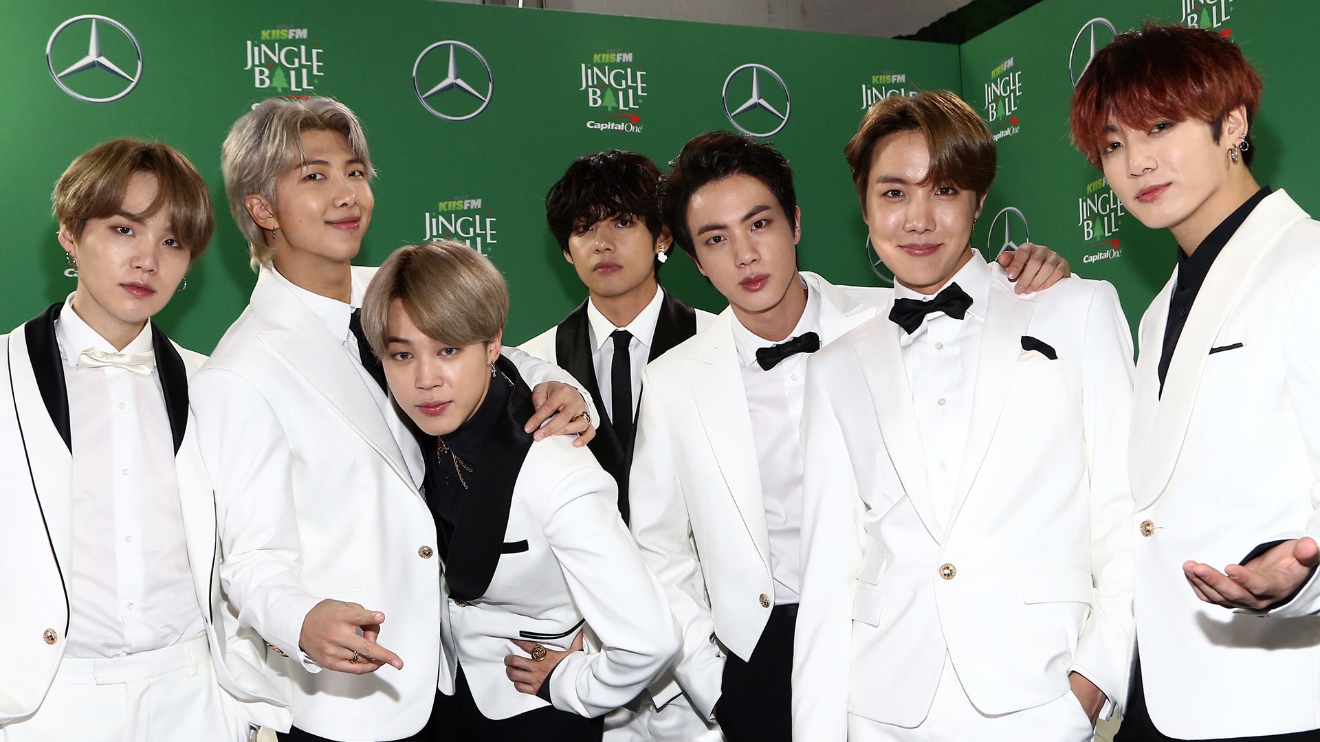 BTS attends 102.7 KIIS FM's Jingle Ball 2019 Presented by Capital One at the Forum on December 6, 2019 in Los Angeles, California.