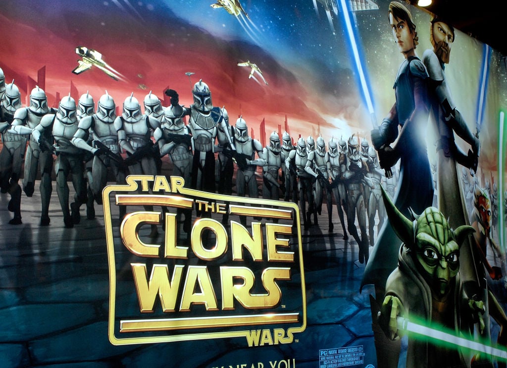 A film poster for 'The Clone Wars' on display at the New York International Children's Film Festival in 2008.