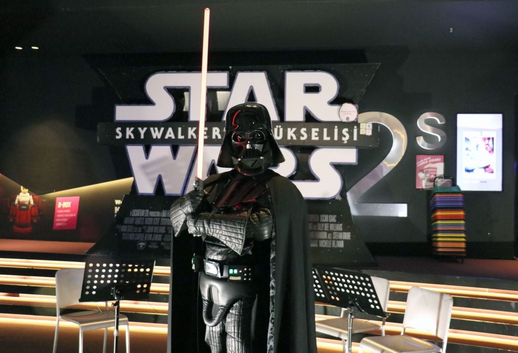 A fan dressed as Darth Vader as a part of the Turkish 501st Legion and the Rebel Legion at a screening of 'The Rise of Skywalker.'