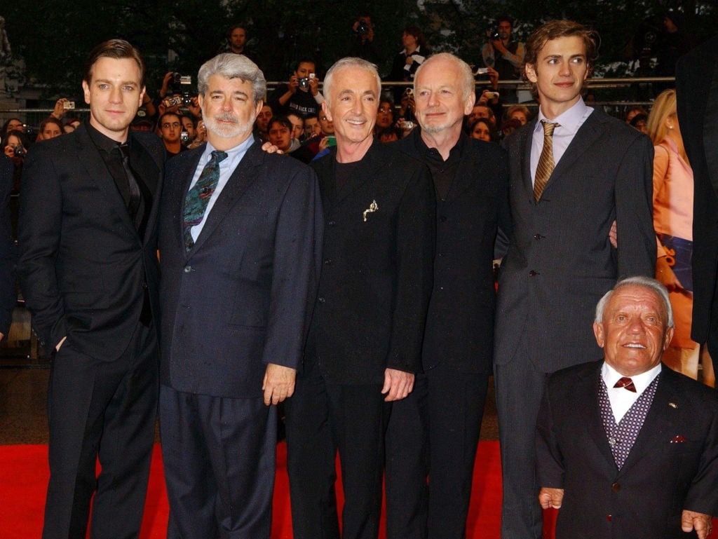 Ewan McGregor, director George Lucas, Anthony Daniels, Ian McDiarmid, Hayden Christensen and Kevin Baker at the 'Episode III: Revenge of the Sith' premiere.
