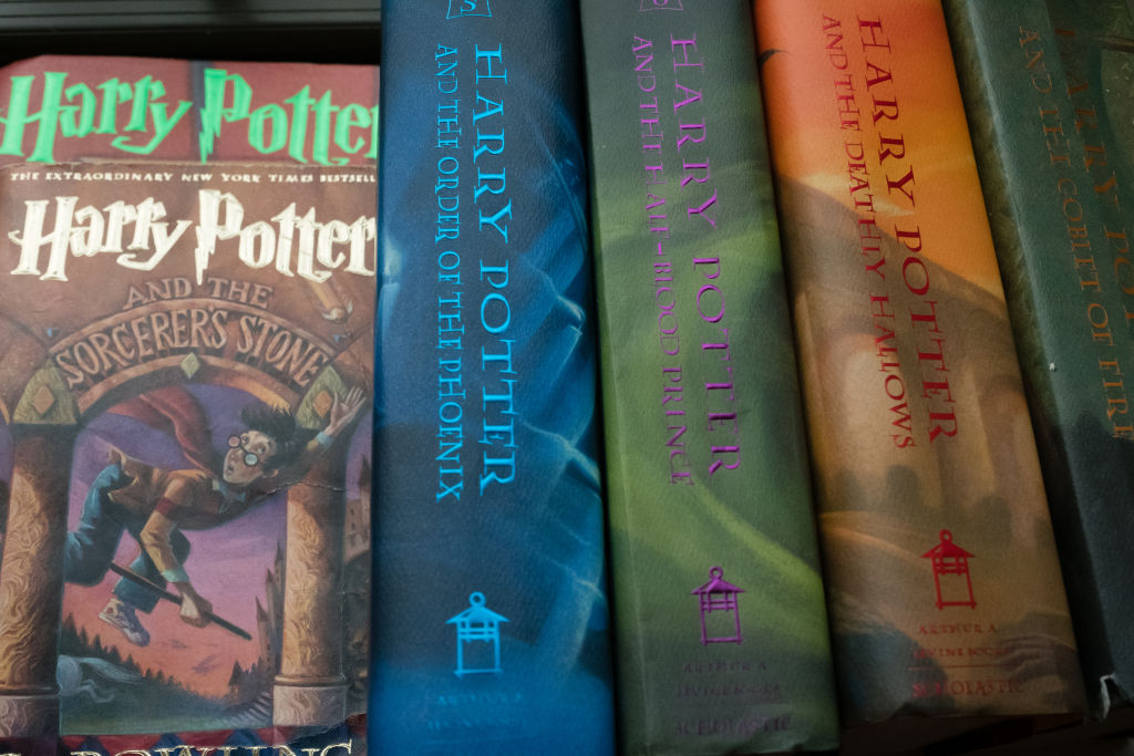 The spines on Harry Potter books